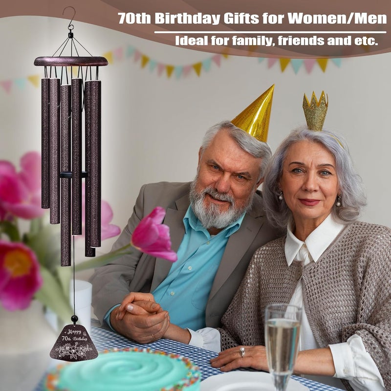 Yesruby 70th Birthday Gifts for Women/Men, 70th Birthday Decorations 32” Wind Chimes Outside, 70 Year Old/1956 Bday Gifts for Men/Women - Image 2
